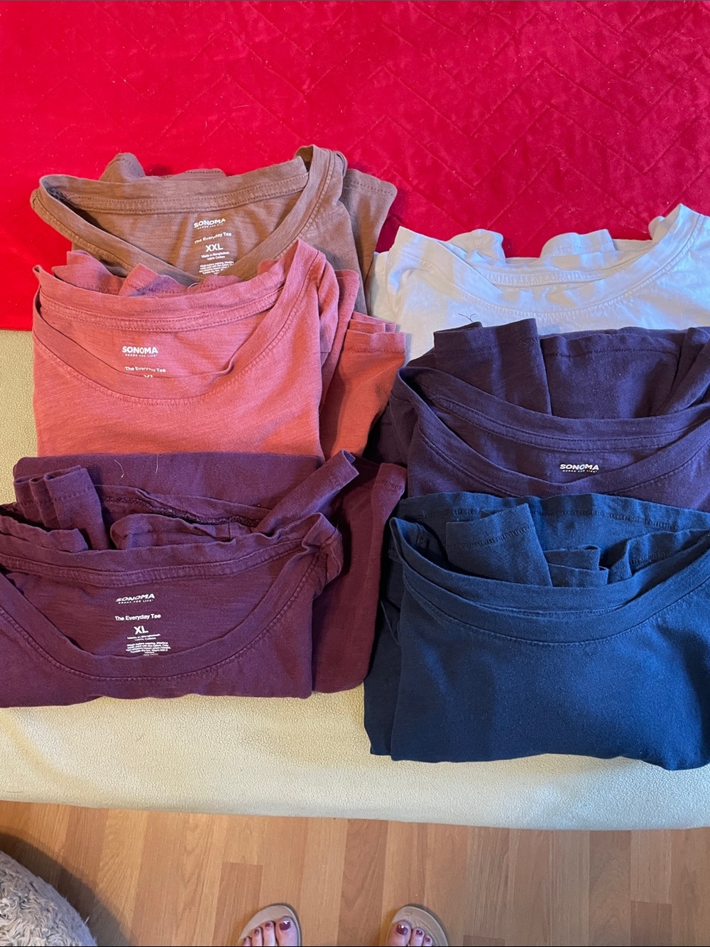 Sonoma LS T-Shirt lot in Purple, Navy, Mauve, Tan, and White